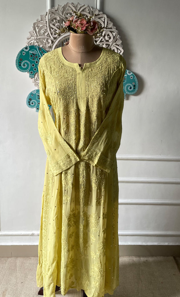 Nilofar Women's Lakhnavi Handcrafted Viscose Georgette Chikankari Anarkali - HONC0283027