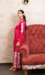 Load image into Gallery viewer, khayal Women&#39;s Lakhnavi Handcrafted Cotton Chikankari Kurti And Plazzo Set - HONC0323907

