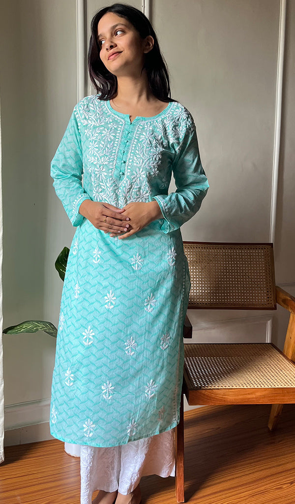 Women's Lucknowi Handcrafted Cotton Chikankari Kurti - HONC0290215