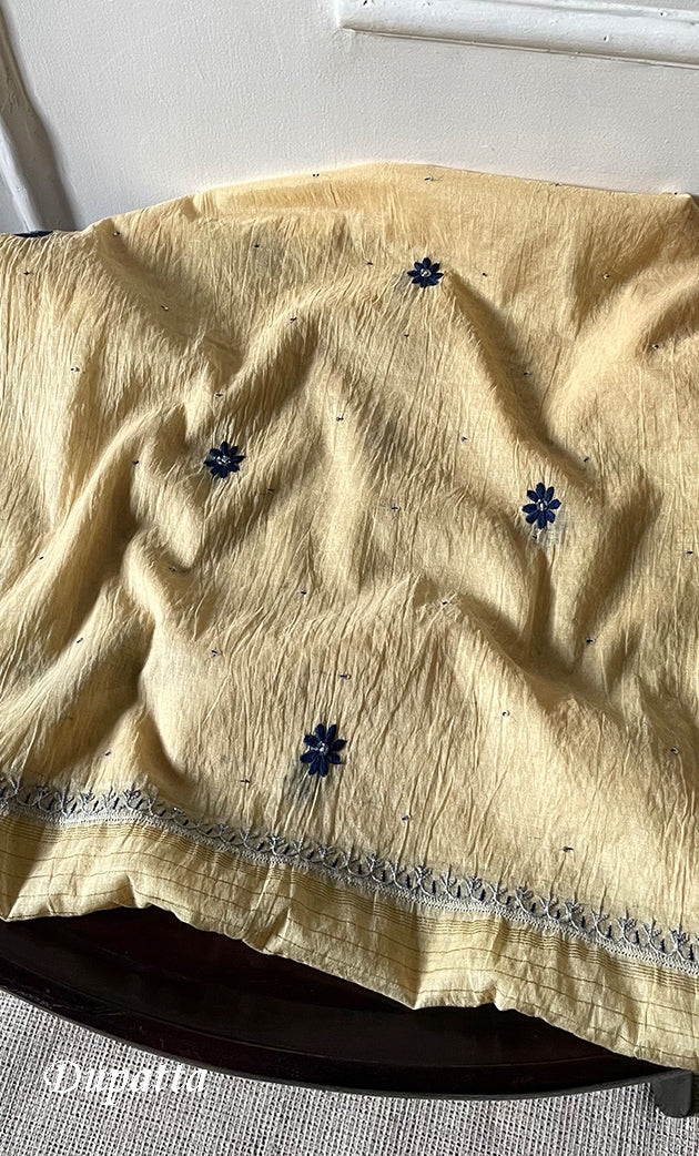 Women's Lakhnavi Handcrafted Mul Chanderi Semi-Stitched Kurta And Dupatta Set - HONC0286654