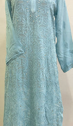 将图像加载到图库查看器中， Women&#39;s Lakhnavi Handcrafted Viscose Georgette Chikankari Kurti - HONC0204863
