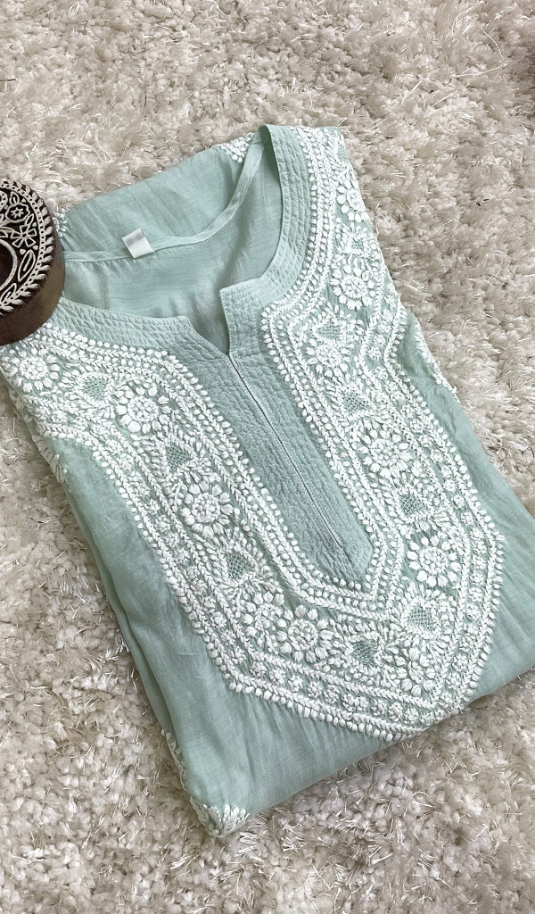 Women's Lucknowi Handcrafted Muslin Chikankari Kurti - HONC0177054