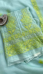 Load image into Gallery viewer, Women&#39;s Lucknowi Handcrafted Pure Organza Silk Chikankari Kurta Dupatta Set - HONC0144769