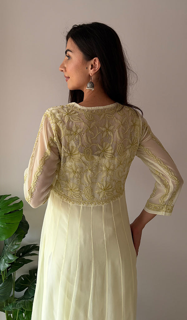Humaira Women's Lakhanvi Handcrafted Faux-Georgette Chikankari Dress - HONC05080
