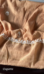 将图像加载到图库查看器中， Women&#39;s Lakhnavi Handcrafted Mul Chanderi Unstitched Kurta And Dupatta Set - HONC0283165
