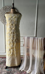将图像加载到图库查看器中， Women's Lakhnavi Handcrafted Unstitched Cotton Chikankari Suit Material - HONC0333968