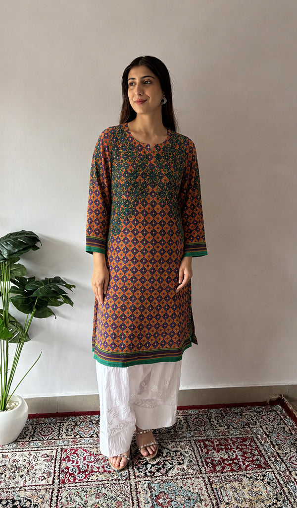 Multicolor Cotton Chikankari Stitched Kurti HONC065062