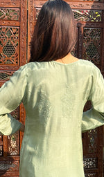 Load image into Gallery viewer, Women&#39;s Lucknowi Handcrafted Muslin Chikankari Kurti - HONC0100897
