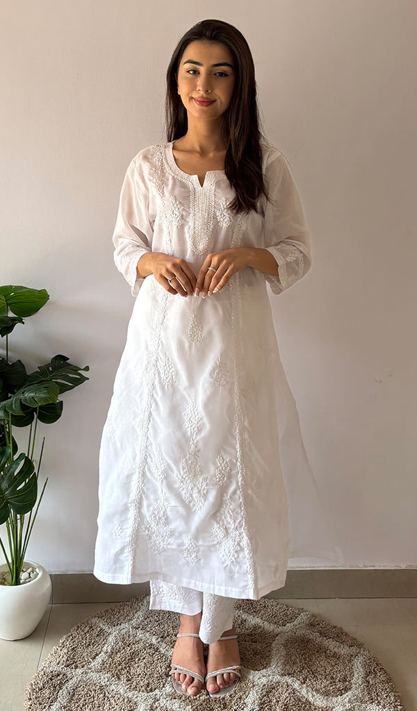 Women's Lakhnavi Handcrafted Cotton Chikankari Kurti - HONC0364093