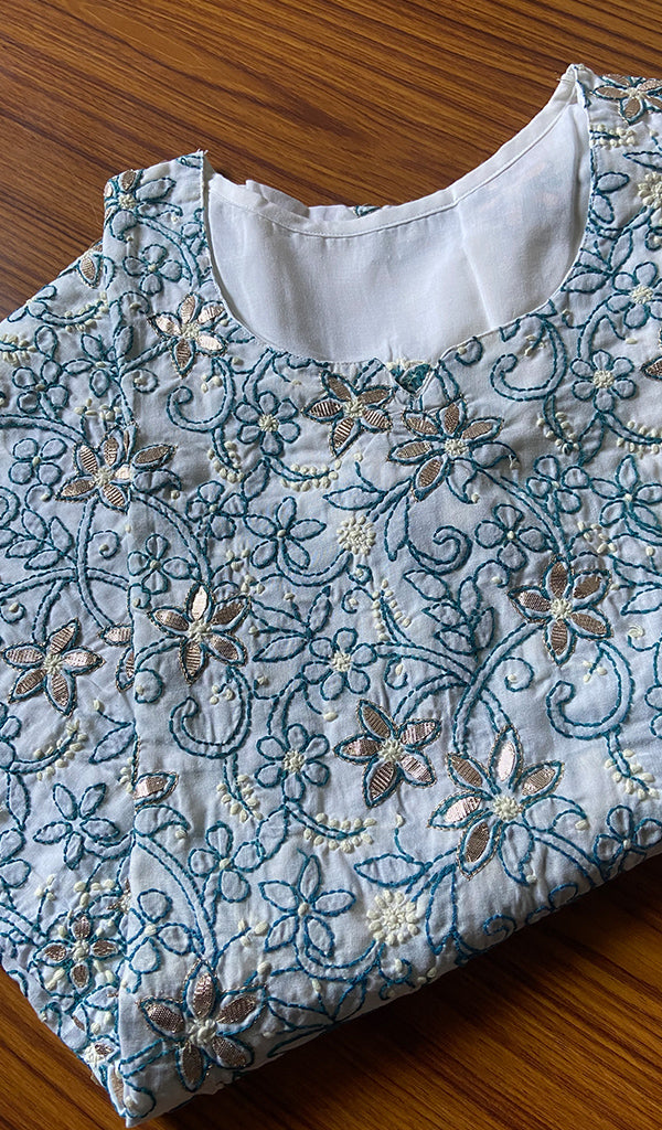 Women's Lakhnavi Handcrafted Cotton Chikankari Kurti - HONC0135352