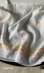 Load image into Gallery viewer, Women's Lakhnavi Handcrafted Mul Chanderi Semi - stitched Kurta And Dupatta Set- HONC0314878