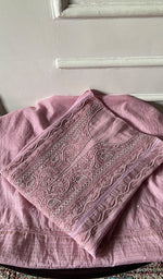 Load image into Gallery viewer, Women's Lakhnavi Handcrafted Mul Chanderi Unstitched Chikankari Full Suit - HONC0334735