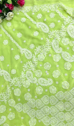 将图像加载到图库查看器中， Women&#39;s Lucknowi Handcrafted Faux-Georgette Chikankari Saree - HONC0178239
