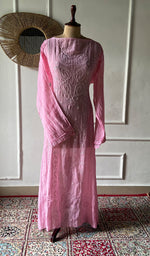 将图像加载到图库查看器中， Women's Lakhnavi Handcrafted Mul Chanderi Chikankari Unstitched Kurti Fabric - HONC0311869