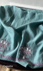 将图像加载到图库查看器中， Women&#39;s Lakhnavi Handcrafted Mul Chanderi Unstitched Kurta And Dupatta Set - HONC0302233
