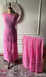 Load image into Gallery viewer, Women's Lakhnavi Handcrafted Unstitchd Mul Chanderi Kurta And Dupatta Set - HONC0310807