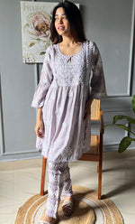 Mishika Women's Lakhnavi Handcrafted Modal Cotton Chikankari Kurta And Pant Set - HONC0301771