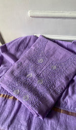 Women's Lakhnavi Handcrafted Mul Chanderi Unstitched Chikankari Full Suit .