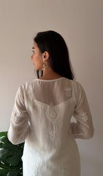 Load image into Gallery viewer, Women's Lakhnavi Handcrafted Cotton Chikankari Kurti - HONC0367967