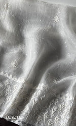 Load image into Gallery viewer, Women&#39;s Lakhnavi Handcrafted Pure Organza Chikankari Semi - stitched Kurta And Dupatta Set- HONC0322186
