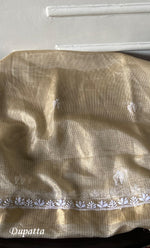 Load image into Gallery viewer, Women's Lucknowi Handcrafted Kota Chanderi Chikankari Kurta And Dupatta Set - HONC0314064