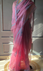 Load image into Gallery viewer, Amna Women&#39;s Lucknowi Handcrafted Pure Organza Silk Chikankari Saree - HONC0TS10500
