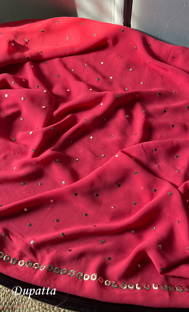 Women's Lakhnavi Handcrafted Viscose Georgette Chikankari Full Suit Material - HONC0301676