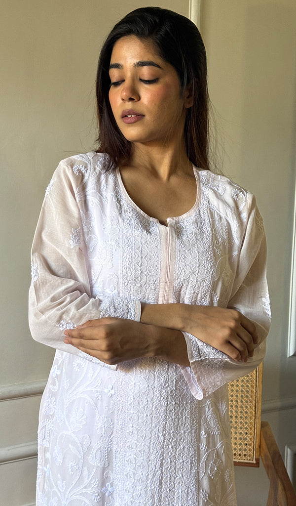 Soniya Women's Lucknowi Handcrafted Cotton Chikankari Kurti - HONC0280040