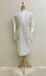 Load image into Gallery viewer, Men&#39;s Lucknowi Handcrafted Cotton Chikankari Kurta - HONC021589
