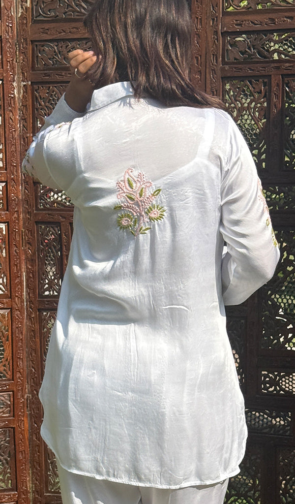 Women's Lakhnavi Handcrafted Modal Cotton Chikankari Kurta And Palazzo Set - HONC0244558
