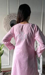 将图像加载到图库查看器中， Women's Lucknowi Handcrafted Cotton Chikankari Kurti - HONC0330760