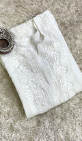 Safiya Women's Lakhnavi Handcrafted Viscose Georgette Chikankari Kurti- HONC0200233