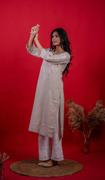 将图像加载到图库查看器中， Nargish Women&#39;s Lucknowi Handcrafted Cotton Chikankari Kurti - HONC0171350
