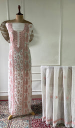 将图像加载到图库查看器中， Women's Lakhnavi Handcrafted Mul Chanderi Unstitched Kurta And Dupatta Set - HONC0365503