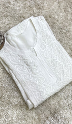 Load image into Gallery viewer, Women&#39;s Lucknowi Handcrafted Muslin Chikankari Kurti - HONC0177118
