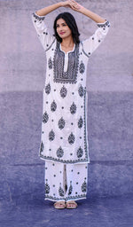 将图像加载到图库查看器中， Shifa Women&#39;s Lakhnavi Handcrafted Modal Cotton Chikankari Kurta And Palazzo Set - HONC0205167
