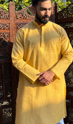 Load image into Gallery viewer, Men&#39;s Lucknowi Handcrafted Cotton Chikankari Kurta - HONC0260652
