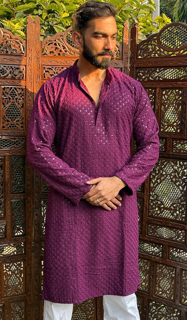 Men's Faux-Georgette Hakoba Kurta - HONC0261810