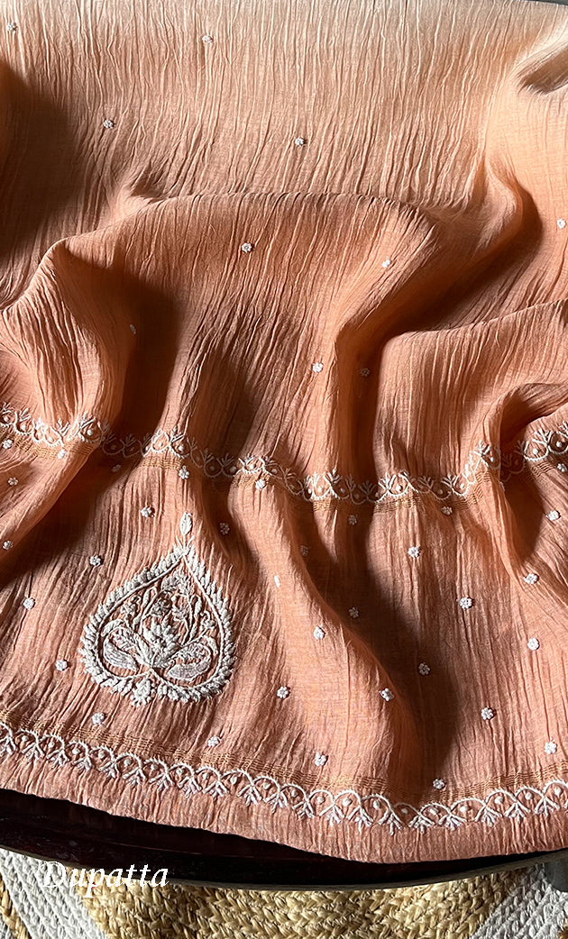 Tripty Women's Lakhnavi Handcrafted Mul Chanderi Semi - Stitched Anarkali And Dupatta Set - HONC0305939