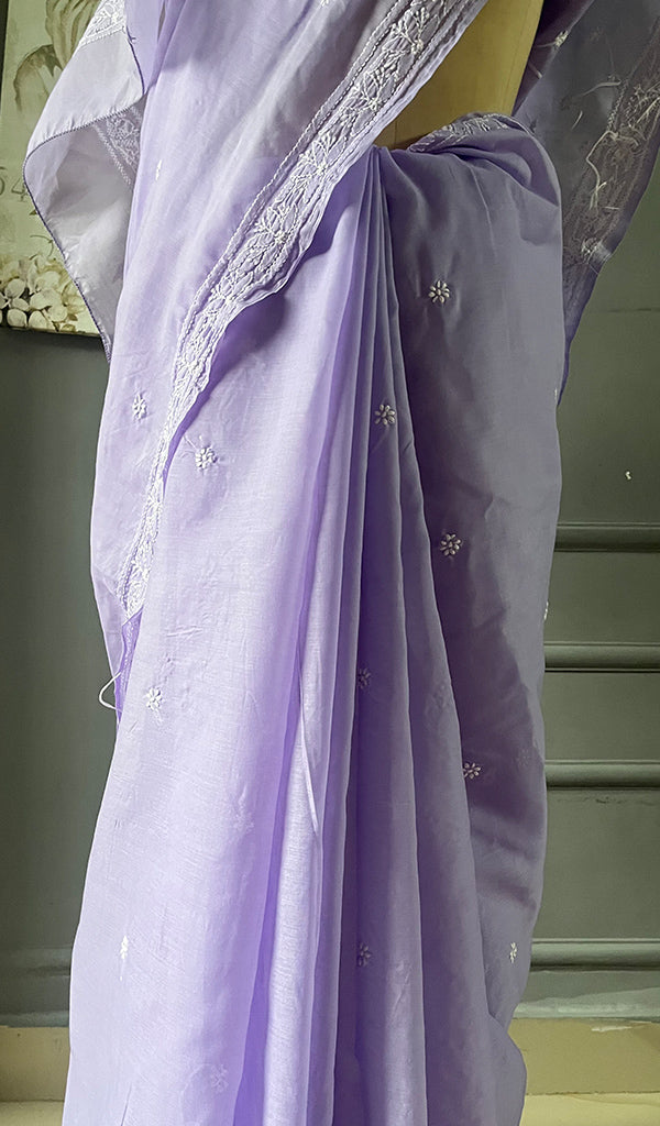 Fairoz Women's Lakhnavi Handcrafted Cotton Chikankari Saree - HONC0311931