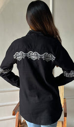 Load image into Gallery viewer, Women&#39;s Lucknowi Handcrafted Slub Cotton Chikankari Top - HONC0299183
