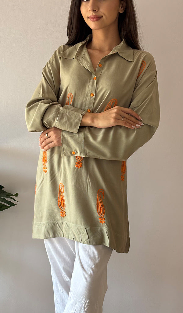 Women's Lakhnavi Handcrafted Cotton Chikankari Top - HONC0325767
