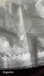 将图像加载到图库查看器中， Women&#39;s Lakhnavi Handcrafted Organza Chikankari Unstitched Kurta And Dupatta Set- HONC0249878
