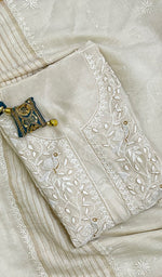 Load image into Gallery viewer, Women&#39;s Lakhnavi Handcrafted Mul Chanderi Chikankari Semi Stitched Kurta And Dupatta Set- HONC0148911
