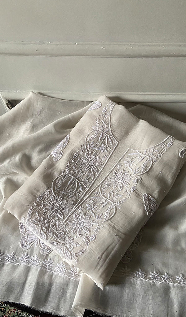 Titlee Women's Lakhnavi Handcrafted Mul Chanderi Unstitched Kurta And Dupatta Set - HONC0355841