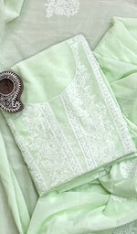 Load image into Gallery viewer, Women&#39;s Lakhnavi Handcrafted Cotton Chikankari Kurta And Dupatta Set - HONC0212218
