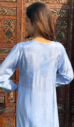 Load image into Gallery viewer, Women&#39;s Lucknowi Handcrafted Muslin Chikankari Kurti - HONC0180974
