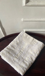 Load image into Gallery viewer, Lucknowi Handcrafted Pure Silk Georgette Chikankari Unstitched Men's Kurta Fabric - HONC0333625