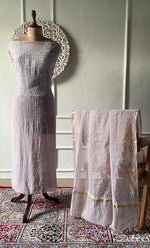 Load image into Gallery viewer, Women's Lakhnavi Handcrafted Unstitchd Mul Chanderi Kurta And Dupatta Set - HONC0338198