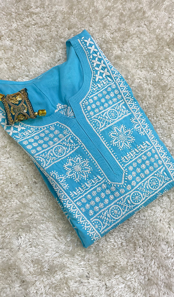 Lucknowi Handcrafted Cotton Chikankari Kurti-HONC0148368